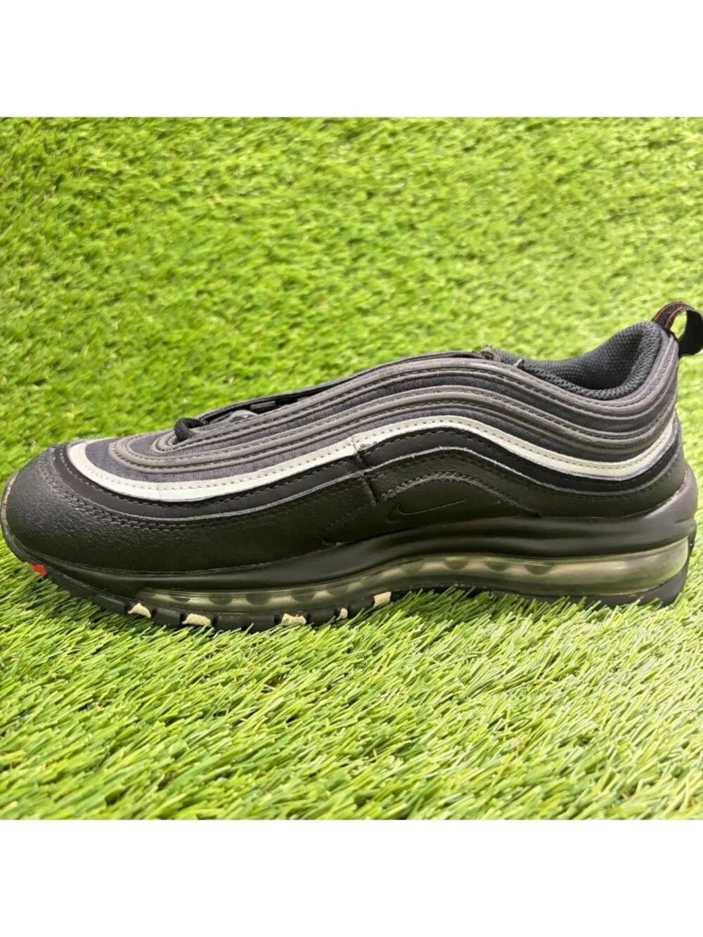 Nike Air Max 97 Boys Size 7Y Black Red Athletic Running Walking Shoes Sneakers
